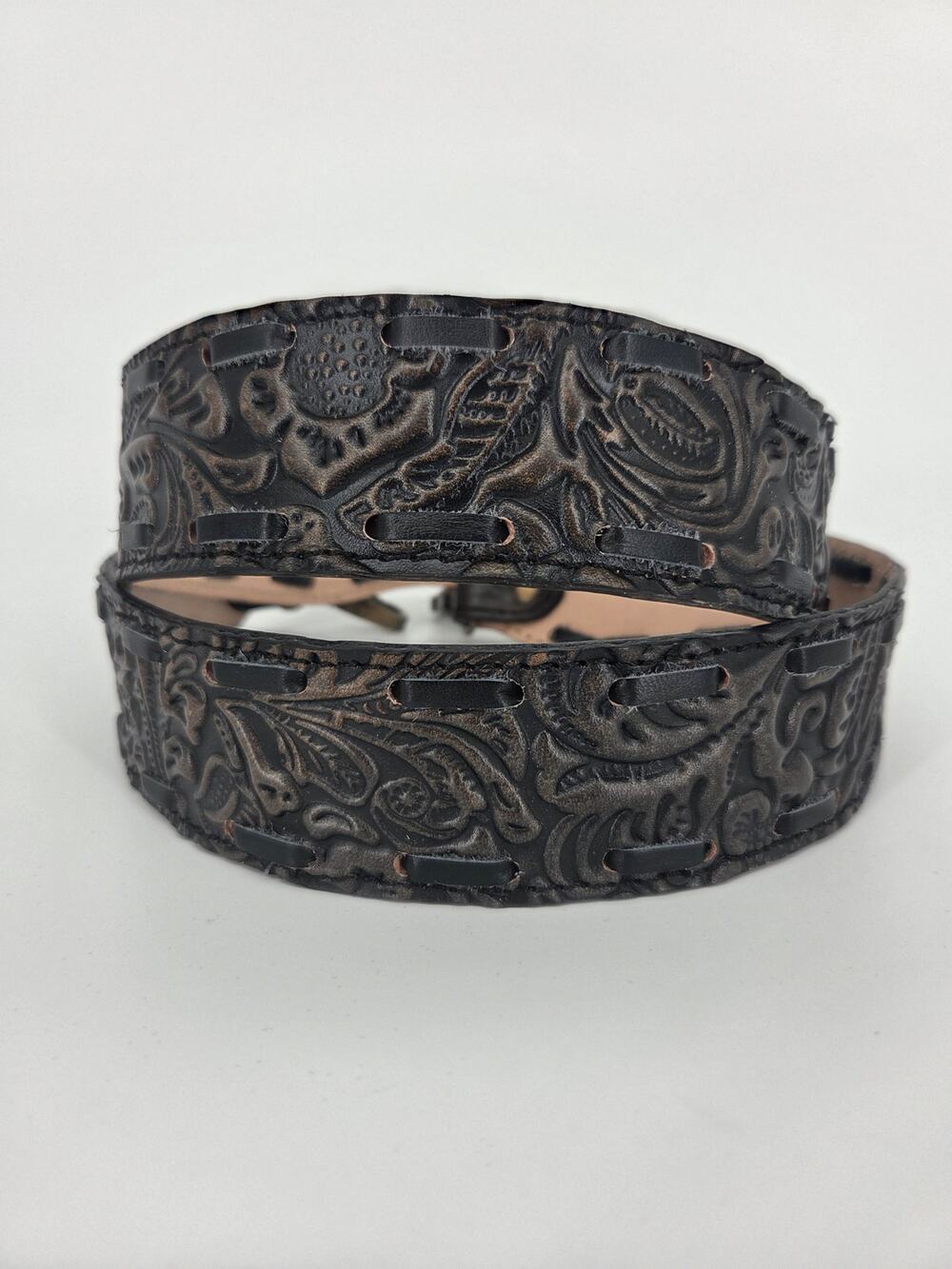 Keep It Gypsy Tooled Leather Bag Strap Black Brown Crossbody